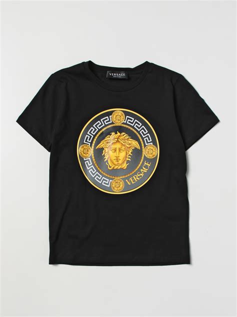 young versace bambini-bambina t-shirt in jersey di cotone nero 10a|T.